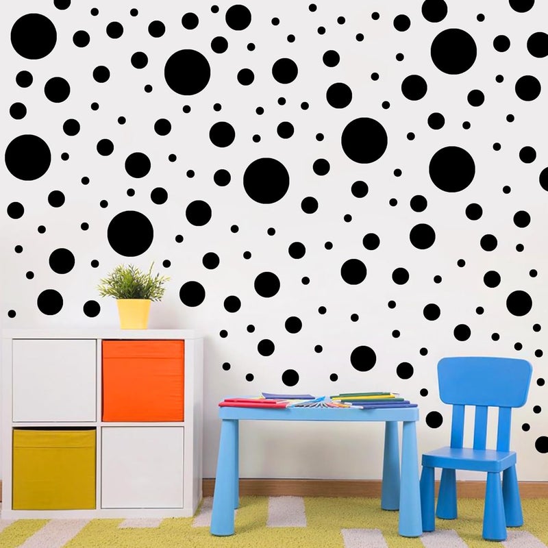Sinekong 1240Pcs Polka Dot Wall Decals Black Wall Decal Peel and Stick Kids Decals Removable Round Circle Rainbow Stickers for Playroom Nursery Classroom Bedroom Decor(Black) - Image 1